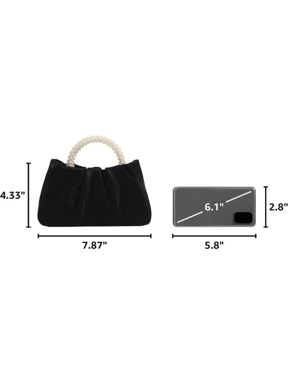 👜Women's Black Leather Wedding Party Pearl Elegant Clutch Purse Magnetic Snap